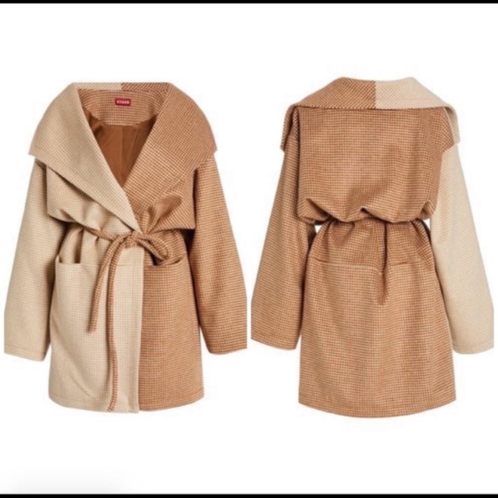 ISO ISO STAUD Chiba Two-Tone Houndstooth Knit Coat